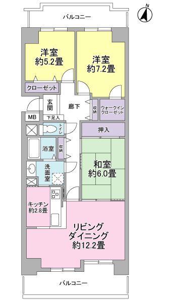 Floor plan. 3LDK, Price 25,800,000 yen, Footprint 81.7 sq m , Balcony area 17.26 sq m