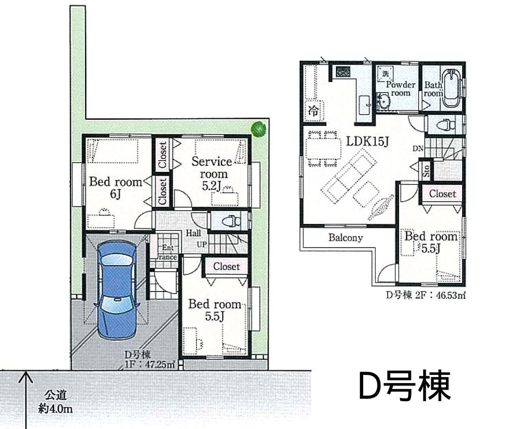 Floor plan. (D Building), Price 27,800,000 yen, 3LDK+S, Land area 77.66 sq m , Building area 93.78 sq m