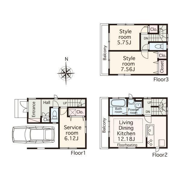 Floor plan. 35,800,000 yen, 2LDK+S, Land area 51.62 sq m , Building area 84.16 sq m