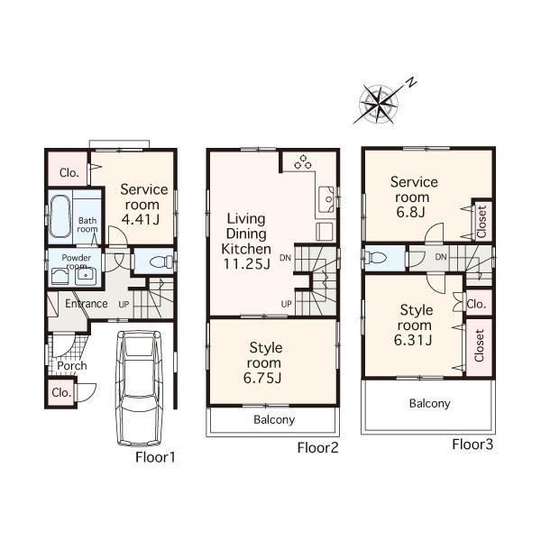Floor plan. 32,800,000 yen, 2LDK+2S, Land area 53.67 sq m , Building area 95.16 sq m