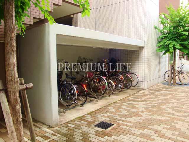 Other common areas. Bicycle parking lot with a roof