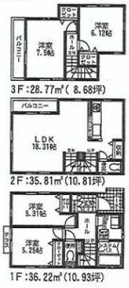 Floor plan. (Building 2), Price 32,800,000 yen, 4LDK, Land area 70.01 sq m , Building area 100.8 sq m