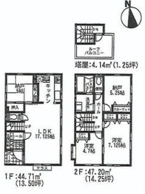 Floor plan. (6 Building), Price 35,800,000 yen, 4LDK, Land area 78.72 sq m , Building area 96.05 sq m