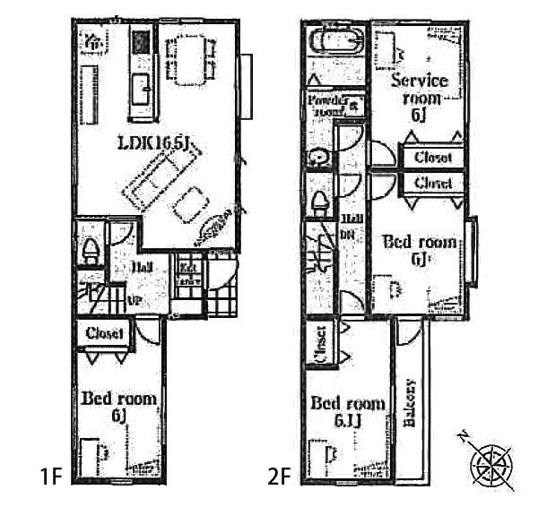 Floor plan. (B Building), Price 29,800,000 yen, 3LDK+S, Land area 82.44 sq m , Building area 95.64 sq m