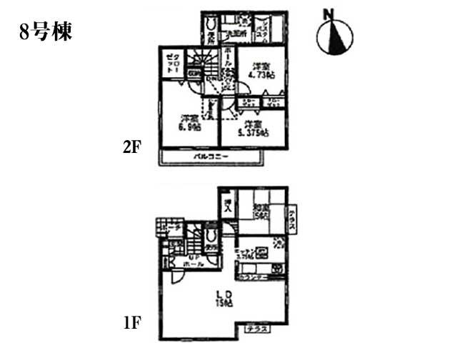 Floor plan. (8 Building), Price 35,800,000 yen, 4LDK, Land area 86.85 sq m , Building area 96.18 sq m