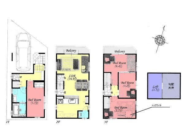 Floor plan. 34,800,000 yen, 4LDK, Land area 53.25 sq m , Building area 86.11 sq m floor plan