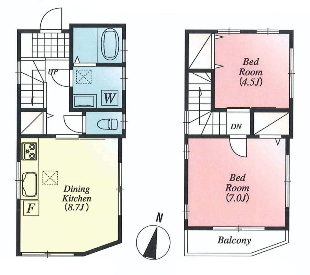Floor plan. 22,800,000 yen, 2DK, Land area 76.34 sq m , Building area 53 sq m