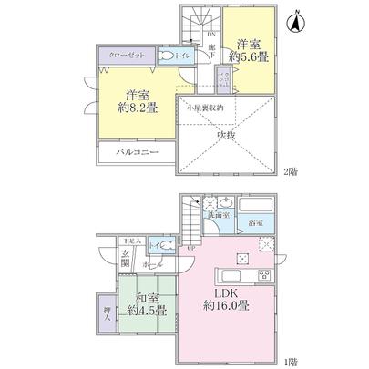 Floor plan. It was provided with a blow to the top of the LDK. Also, Underfloor Storage ・ It provided the attic storage