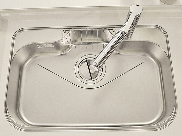 Kitchen.  [Low-noise wide sink]  The beauty of stainless steel is hard wounded intact, It is stain-resistant specifications.