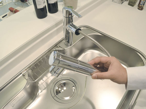 Kitchen.  [Water purifier integrated shower faucet]  Use hand shower and rectification, Equipped with the feature-rich.