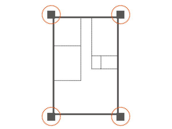Building structure.  [Indoor side is neat out-frame construction method, effective use] The room is widened because the bumpy in the dwelling unit is eliminated, It makes it easier to be the arrangement of the furniture. Also can adopt the tall windows on the balcony window, It will be a feeling of opening living. (Conceptual diagram)
