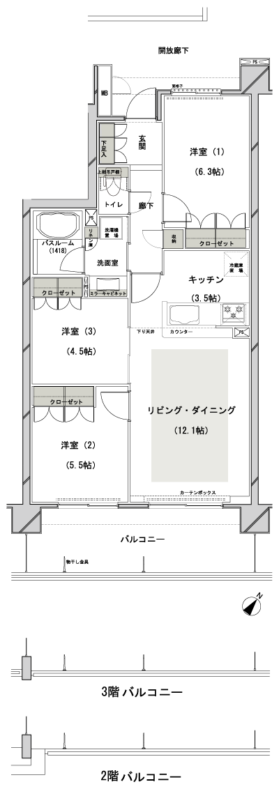 Floor: 3LDK, the area occupied: 69.2 sq m