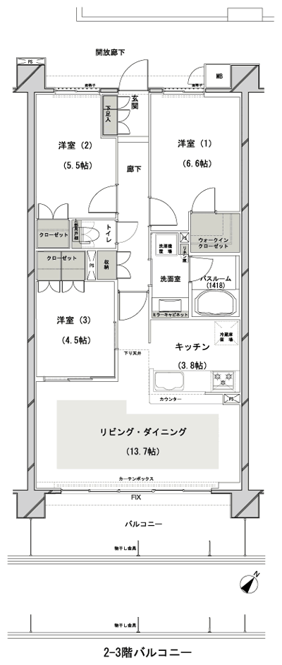 Floor: 3LDK + WIC, the occupied area: 74.34 sq m
