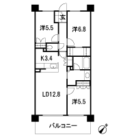 Floor: 3LDK + WIC, the occupied area: 74.34 sq m