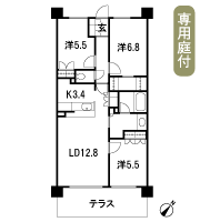 Floor: 3LDK + WIC, the occupied area: 74.34 sq m