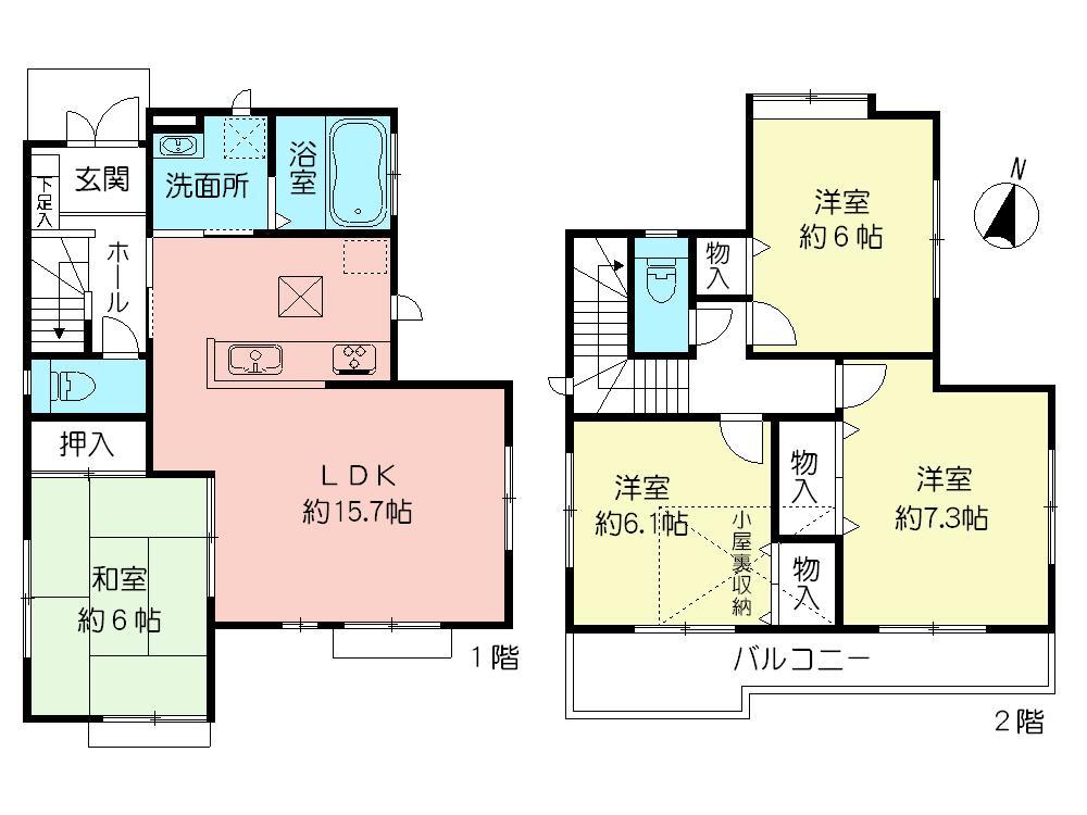 Floor plan. (Building 2), Price 38,800,000 yen, 4LDK, Land area 149.63 sq m , Building area 95.63 sq m