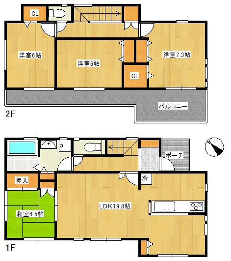 Floor plan. 54,800,000 yen, 4LDK, Land area 141.24 sq m , Building area 104.74 sq m