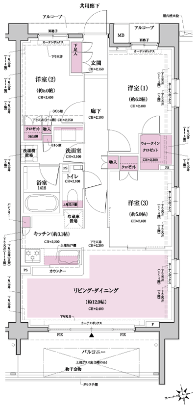 Floor: 3LDK + WIC, the occupied area: 69.22 sq m, Price: 36,400,000 yen, now on sale