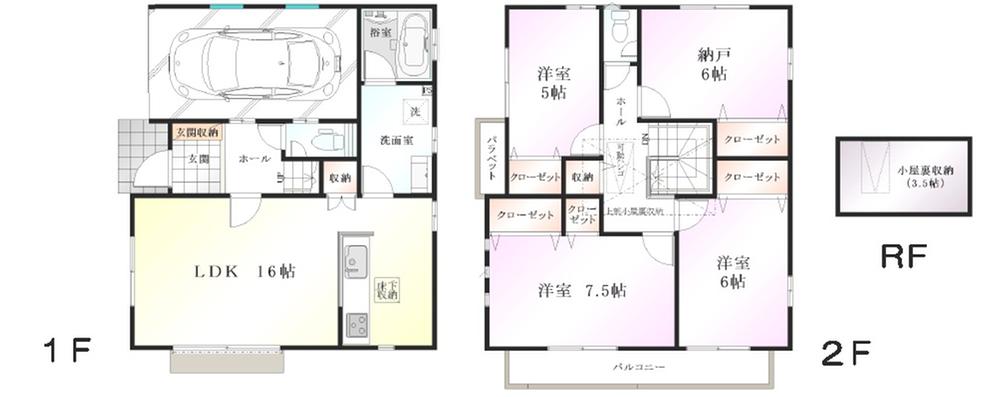 Floor plan. (7 Building), Price 37,800,000 yen, 3LDK+S, Land area 105.34 sq m , Building area 114.27 sq m