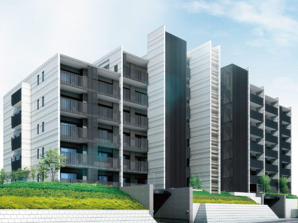 Shared facilities.  [appearance] The sky is reflected vividly in the glass of the south-east-facing balcony, which took a wide opening. Monotone of color to become precisely because square shape, The color of the outer wall of the stripe that becomes the accent in the. Shine in Garden City, Refinement of form. (Exterior view)