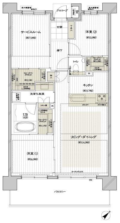 Floor: 2LD ・ K + S + 3WIC, occupied area: 81.48 sq m