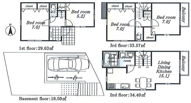 Floor plan. 39,800,000 yen, 4LDK, Land area 63.18 sq m , Building area 116.1 sq m