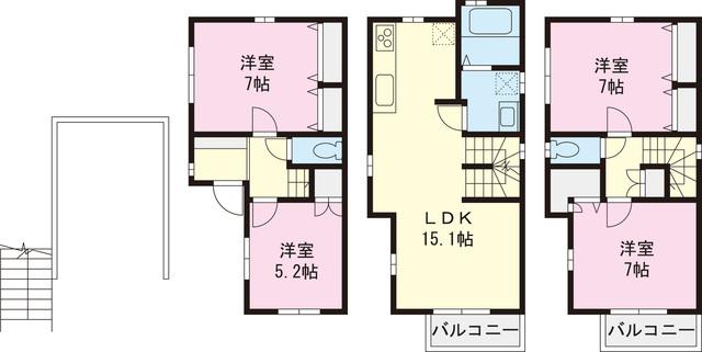 Floor plan. 39,800,000 yen, 4LDK, Land area 63.18 sq m , Building area 116.1 sq m