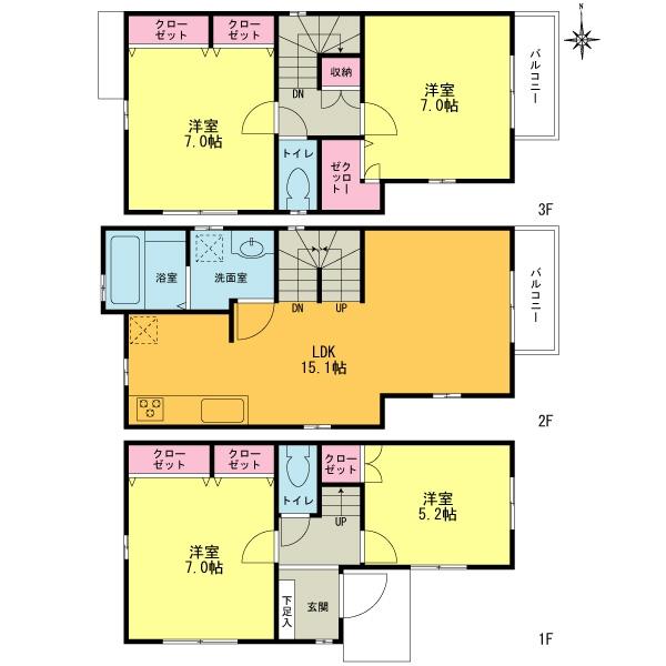 Floor plan. 39,800,000 yen, 4LDK, Land area 63.18 sq m , Building area 116.1 sq m