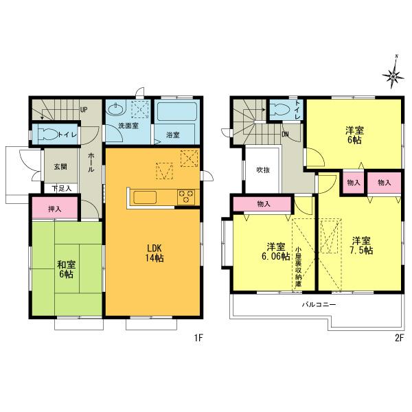 Floor plan. (1 Building), Price 41,800,000 yen, 4LDK, Land area 141.24 sq m , Building area 94.4 sq m