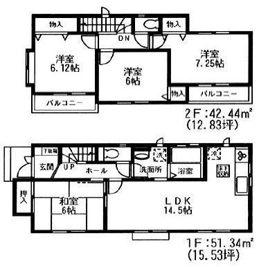 Floor plan. (D Building), Price 44,800,000 yen, 4LDK, Land area 128.78 sq m , Building area 93.78 sq m