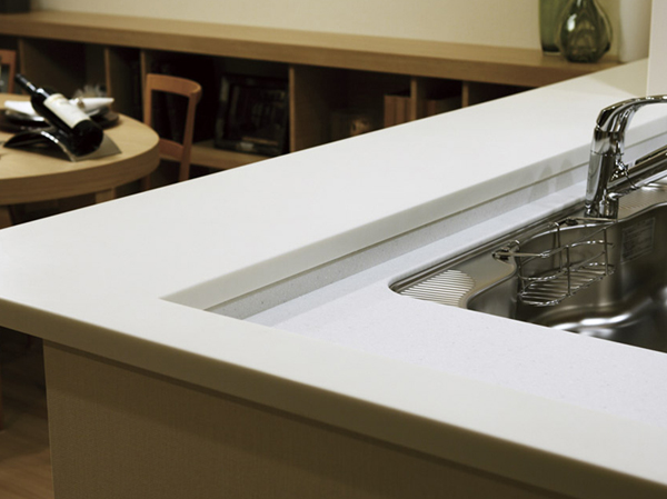 Kitchen.  [Artificial marble countertops] Counter top kitchen, Adopt a sublime artificial marble. Care is also easy to always keep in clean. ( ※ Less than, Published photograph of is what all was taken the model room D-90Bt type (some paid option (application deadline Yes). )