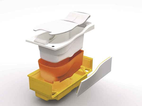 Bathing-wash room.  [Thermos bathtub] By covering the bath with double insulation, A long time keep warm and hot water thermos bathtub. Also lead to savings in utility costs. (Conceptual diagram)