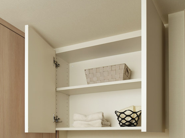 Receipt.  [Hanging cupboard of Laundry Area] At the top of the washing machine yard, A convenient hanging cupboard was standard equipment in storage, such as a detergent.