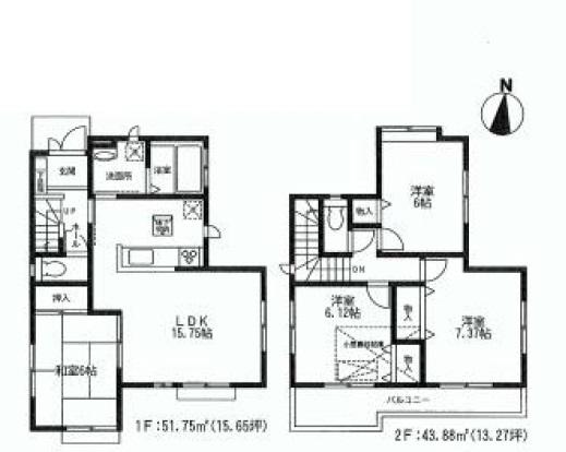 Floor plan. 38,800,000 yen, 4LDK, Land area 149.63 sq m , Building area 95.63 sq m
