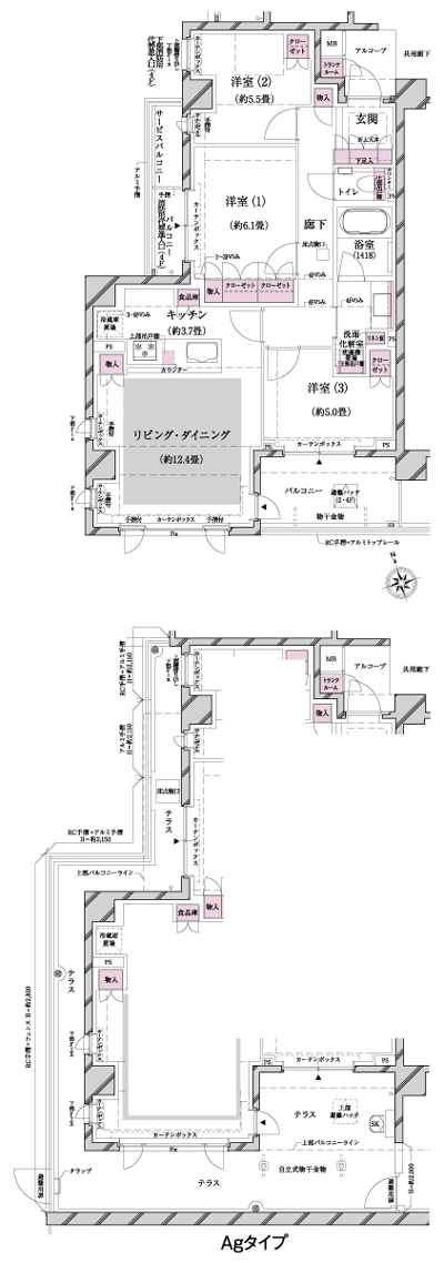 Floor: 3LDK, occupied area: 76.84 sq m