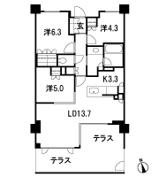 Floor: 3LDK, occupied area: 71.59 sq m