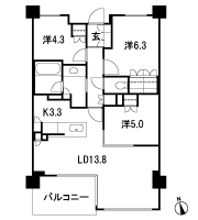 Floor: 3LDK, occupied area: 71.59 sq m