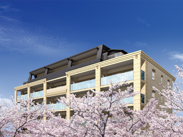 Building structure. Exterior CG to snuggle up to cherry trees