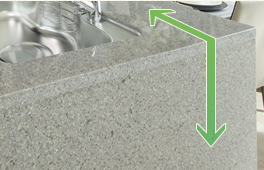 Kitchen.  [Engineering Stone] Top plate of the kitchen, Care is easily durability ・ Adopt a highly water-resistant "Engineering Stone". At any time you can keep the kitchen clean. Even the sleeve wall has the same finish as the top plate. It is functional and good quality kitchen comfortable to use.