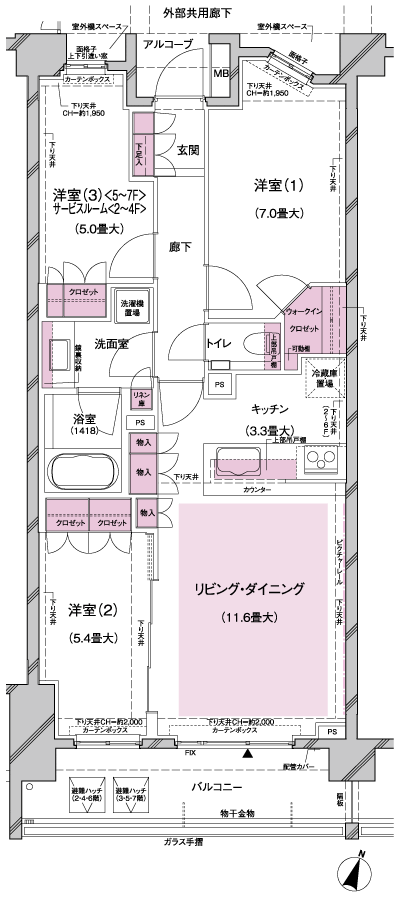 Floor: 2LDK + S + WIC (2 ~ 4F) / 3LDK+WIC(5 ~ 7F), the occupied area: 71.28 sq m, Price: TBD