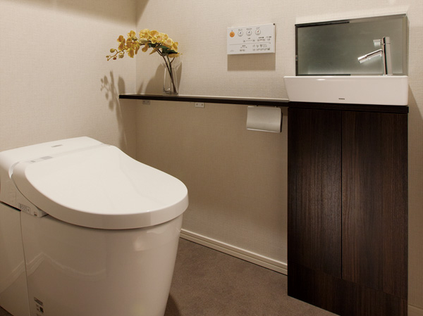 Other.  [Water-saving toilets and hand-washing counter] Compared to the company's conventional, Adopt a toilet that achieves water-saving. Easy to use, Also it has set up hand-washing counter with cleanliness.  ※ Tapestry glass of hand washing counter, It is optional.