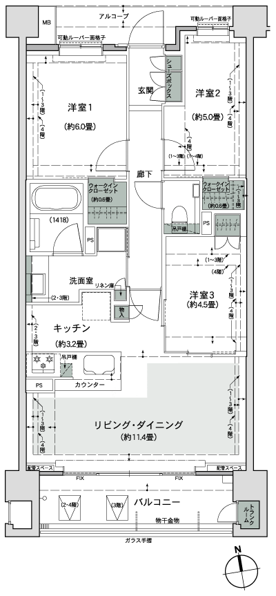 Floor: 3LDK + 2WIC, occupied area: 68.15 sq m, Price: 48,680,000 yen, now on sale