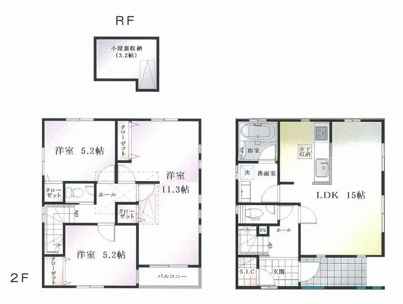 Floor plan. 51,800,000 yen, 3LDK, Land area 95.33 sq m , Building area 92.33 sq m
