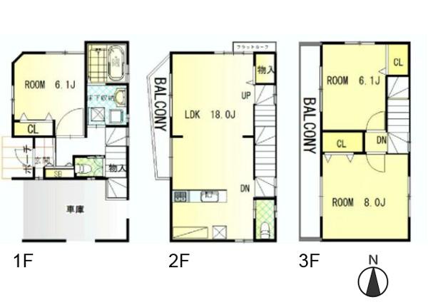Floor plan. (1 Building), Price 51 million yen, 3LDK, Land area 63.58 sq m , Building area 105.88 sq m
