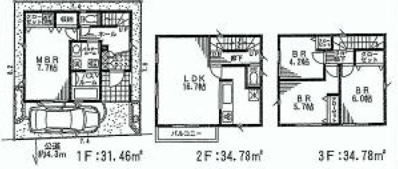 Floor plan. (Building 2), Price 36,800,000 yen, 4LDK, Land area 60.14 sq m , Building area 101.02 sq m