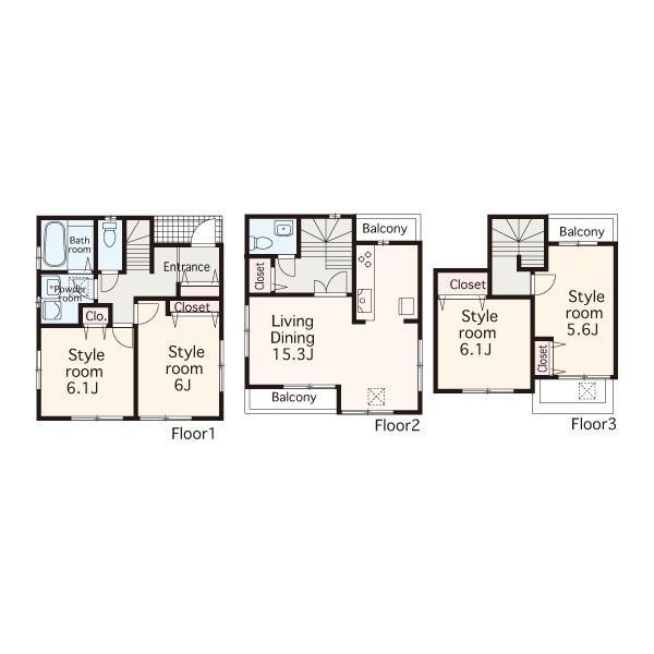 Floor plan. 49,500,000 yen, 4LDK, Land area 68.38 sq m , Building area 102.05 sq m