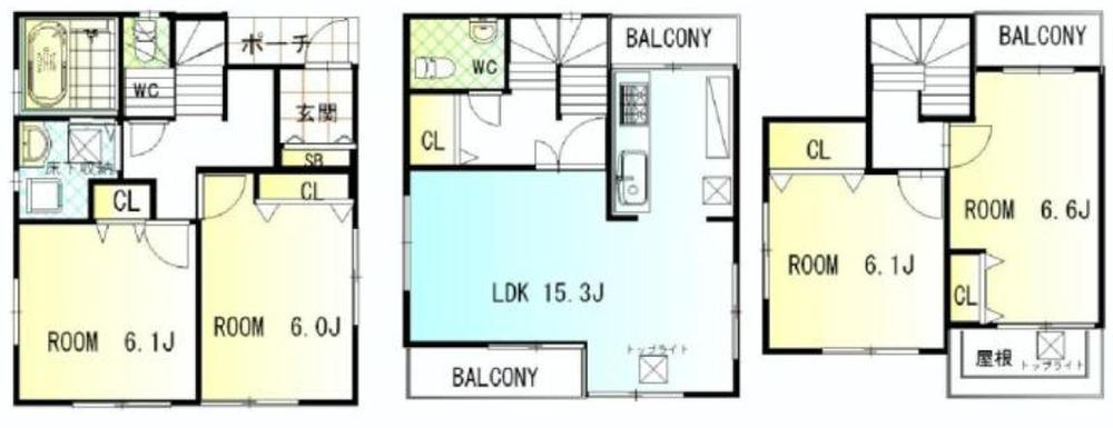 Floor plan. (4 Building), Price 49,500,000 yen, 4LDK, Land area 68.38 sq m , Building area 102.05 sq m
