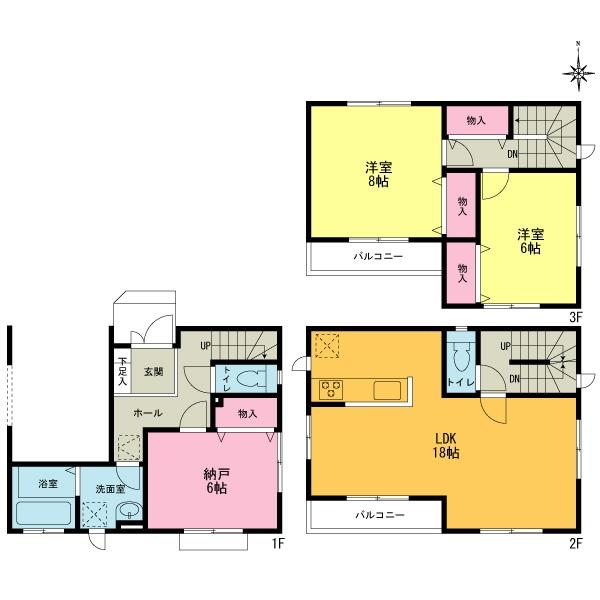 Floor plan. 50,800,000 yen, 3LDK, Land area 70.46 sq m , Building area 98.53 sq m