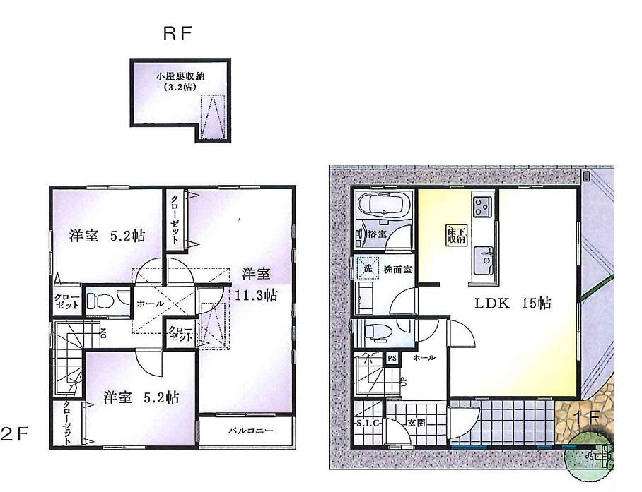 Floor plan. (5 Building), Price 51,800,000 yen, 3LDK, Land area 95.33 sq m , Building area 92.33 sq m