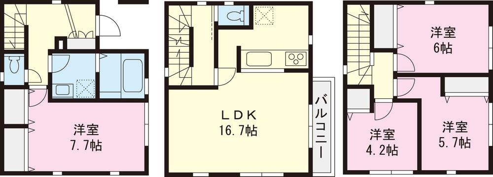 Floor plan. (Building 2), Price 36,800,000 yen, 4LDK, Land area 60.14 sq m , Building area 101.02 sq m
